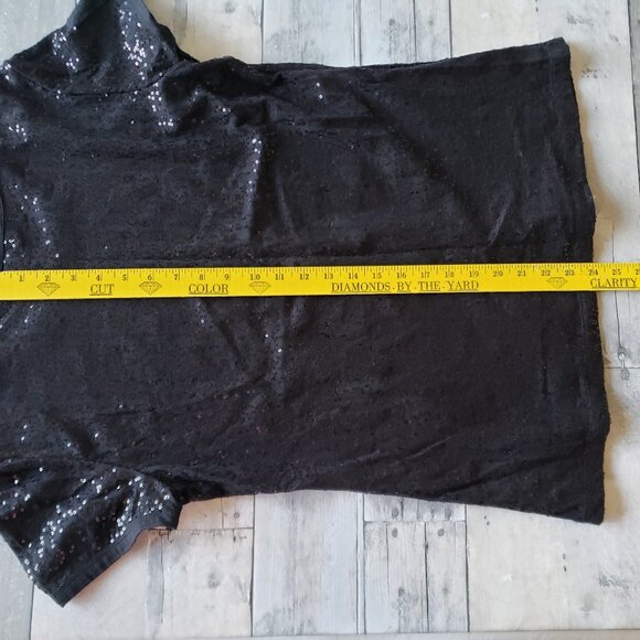 Cha Cha Vente Black Sequin Short Sleeve Tee-Shirt - Size XL - Picture 3 of 5